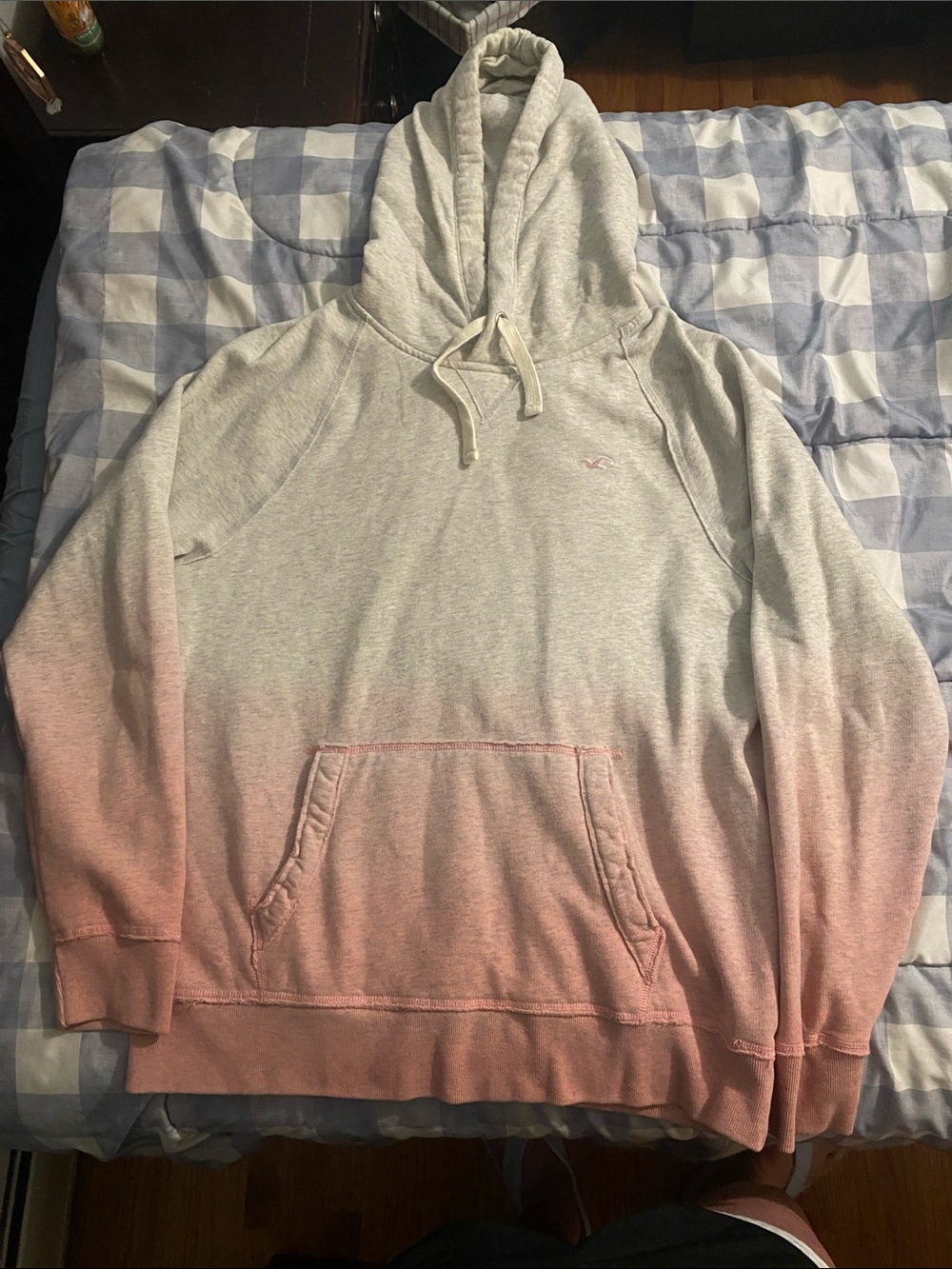 Hollister Women's Ombre Pullover Hoodie - Light Gray to Soft Pink